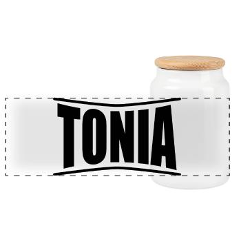 t-shirt Tonia t-shirt gift idea - Panoramic Cookie Jar with Wooden Lid - white - Front