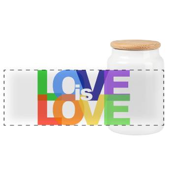 Love is Love Rainbow Typography - Panorama Keksdose mit Holzdeckel - Weiß - Vorne