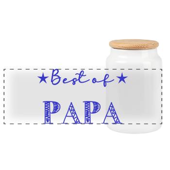 DAD. FATHER'S DAY. HAPPY FATHER'S DAY. HAPPY BIRTHDAY. - Panoramic Cookie Jar with Wooden Lid - white - Front