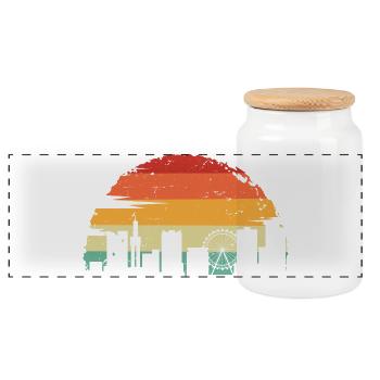 Sunset Skyline Farbverlauf - Panorama Keksdose mit Holzdeckel - Weiß - Vorne