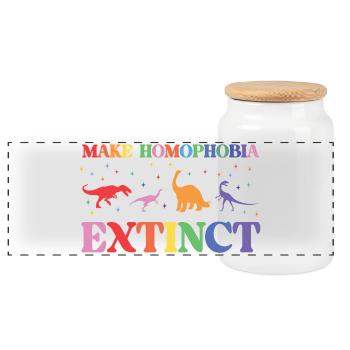 LGBTQ Pride Month - Make Homophobia Extinct - Panoramic Cookie Jar with Wooden Lid - white - Front