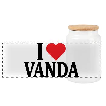 T-Shirt I love Vanda T-Shirt Geschenkidee - Panorama Keksdose mit Holzdeckel - Weiß - Vorne