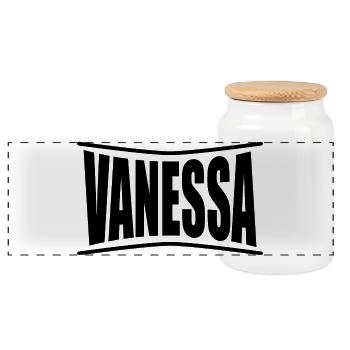 Vanessa T-Shirt T-Shirt Geschenkidee - Panorama Keksdose mit Holzdeckel - Weiß - Vorne
