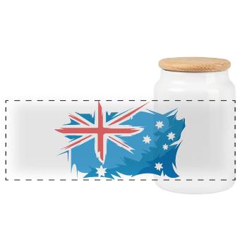 Illustration du drapeau de l’Australie Logo du signe d’art - Boîte à biscuits avec couvercle en bois - blanc - Devant