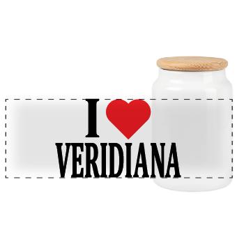T-Shirt I love Veridiana T-Shirt Geschenkidee - Panorama Keksdose mit Holzdeckel - Weiß - Vorne