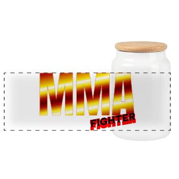 MMA Figher - Design mit coolen Farben. - Panorama Keksdose mit Holzdeckel - Weiß - Vorne
