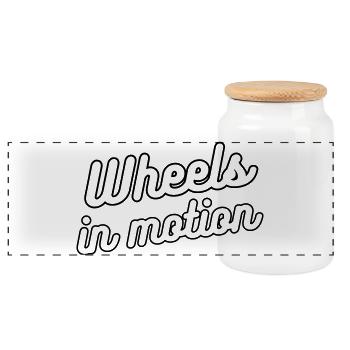 Wheels in motion. For wheelchair users # - Panoramic Cookie Jar with Wooden Lid - white - Front