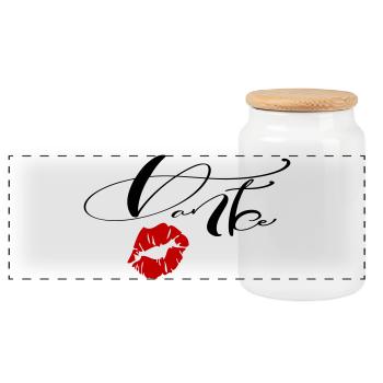 Thank you - Panoramic Cookie Jar with Wooden Lid - white - Front
