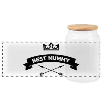 Best Mom - Mother's Day - Panoramic Cookie Jar with Wooden Lid - white - Front