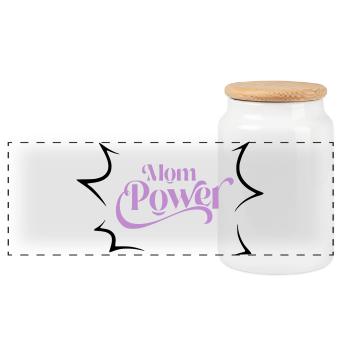 Mom power - Panoramic Cookie Jar with Wooden Lid - white - Front
