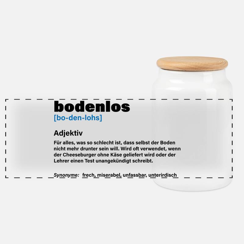 Bottomless – When it's really too much - Panoramic Cookie Jar with Wooden Lid - white