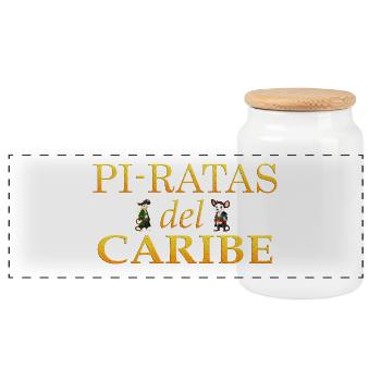 Caribbean Pyrats - Panoramic Cookie Jar with Wooden Lid - white - Front