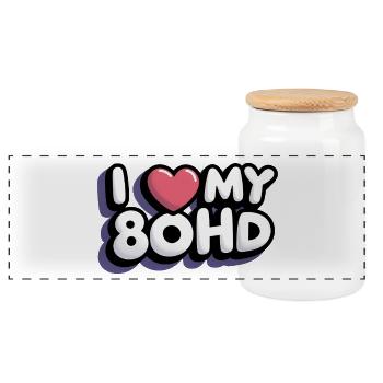 I Love My 80HD - Panoramic Cookie Jar with Wooden Lid - white - Front