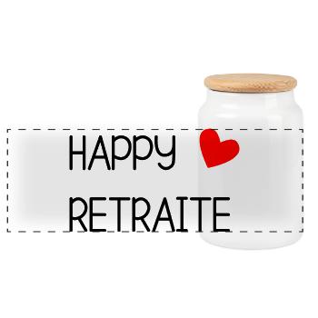 RETIREMENT. RETIREMENT. RETIRED. RETIREMENT - Panoramic Cookie Jar with Wooden Lid - white - Front