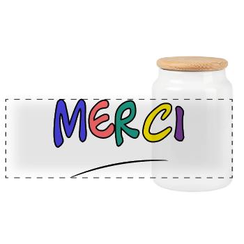 MERCI. MAÎTRESSE. MAÎTRE. MERCI MAÎTRESSE - Boîte à biscuits avec couvercle en bois - blanc - Devant