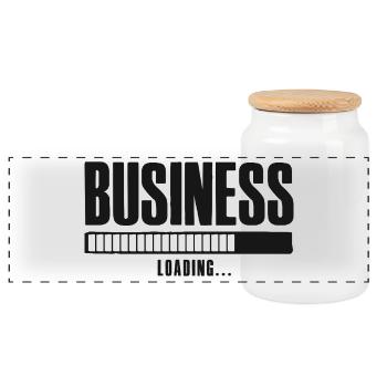 Business Loading Online Business Affiliate - Panoramic Cookie Jar with Wooden Lid - white - Front