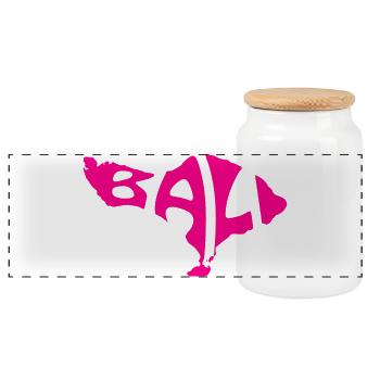 Bali Karte Künstlerisches Typografie-Design - Panorama Keksdose mit Holzdeckel - Weiß - Vorne