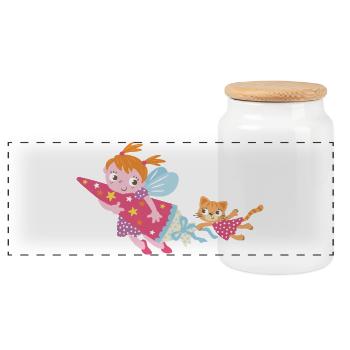 School enrollment fairy, hooray, I'm a schoolchild! - Panoramic Cookie Jar with Wooden Lid - white - Front