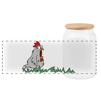 wüde henn Hendl this lustig huhn henne - Panorama Keksdose mit Holzdeckel - Weiß - Vorne