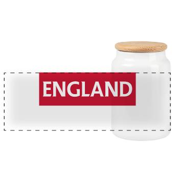 English Flag Minimalist Design - Panoramic Cookie Jar with Wooden Lid - white - Front