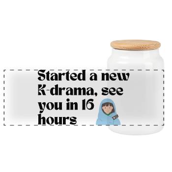 Lancement d’un nouveau K-Drama See You in 16 Hours merch - Boîte à biscuits avec couvercle en bois - blanc - Devant