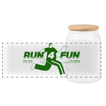Run for Fun - Boîte à biscuits avec couvercle en bois - blanc - Devant