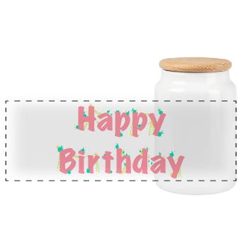 Happy Birthday! - Panoramic Cookie Jar with Wooden Lid - white - Front