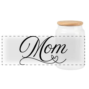 mom - Panoramic Cookie Jar with Wooden Lid - white - Front