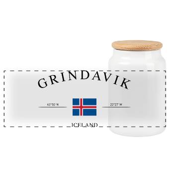 Île de Grindavík – Souvenir et cadeau de Noël - Boîte à biscuits avec couvercle en bois - blanc - Devant