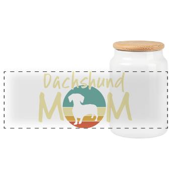 Dackel Mond Mutter Design - Panorama Keksdose mit Holzdeckel - Weiß - Vorne