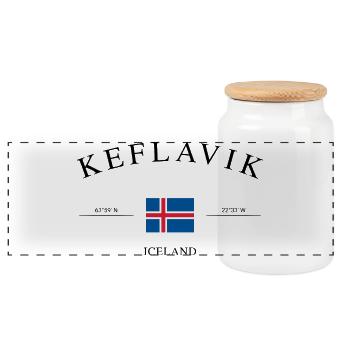 Keflavík Islande – Souvenirs et cadeaux de vacances - Boîte à biscuits avec couvercle en bois - blanc - Devant