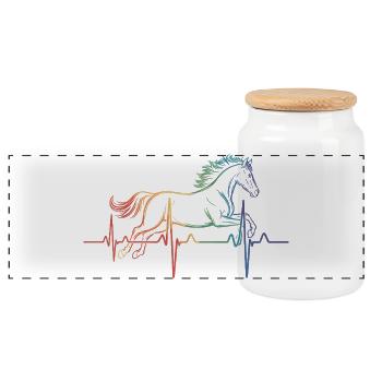 Pferd Heartbeat - Panorama Keksdose mit Holzdeckel - Weiß - Vorne