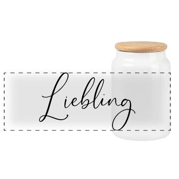 darling / handwriting design - Panoramic Cookie Jar with Wooden Lid - white - Front