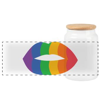 Rainbow Lips Impression d’art - Boîte à biscuits avec couvercle en bois - blanc - Devant