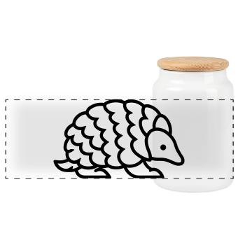 pangolin - Panoramic Cookie Jar with Wooden Lid - white - Front