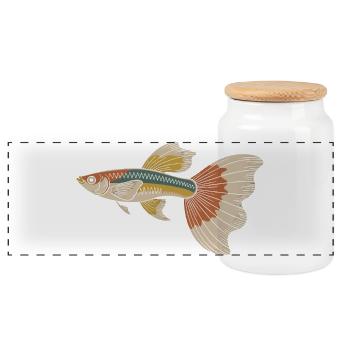 Poisson tropical coloré Sailfin - Boîte à biscuits avec couvercle en bois - blanc - Devant