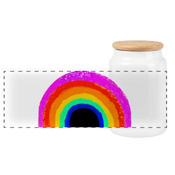 Vivid Rainbow Arch - Panoramic Cookie Jar with Wooden Lid - white - Front