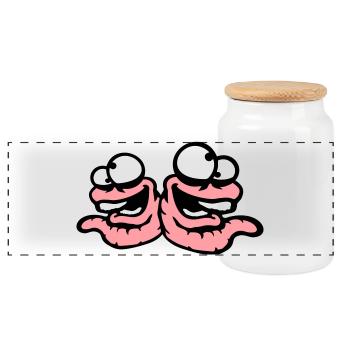 Worms Laughing Duo Crazy Spliking Silly Team - Boîte à biscuits avec couvercle en bois - blanc - Devant