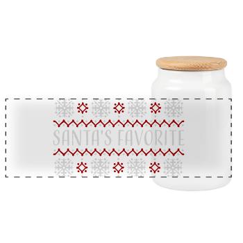 Le pull de Noël préféré du Père Noël : les flocons de neige - Boîte à biscuits avec couvercle en bois - blanc - Devant