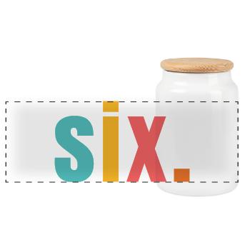 Six sech Jahre 6. Geburtstag Text Schrift Bunt - Panorama Keksdose mit Holzdeckel - Weiß - Vorne