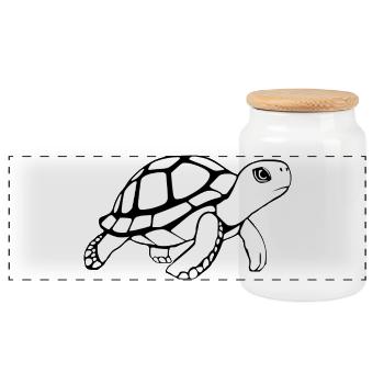 Schildkröte schwarzweiß T-shirt Geschenk - Panorama Keksdose mit Holzdeckel - Weiß - Vorne