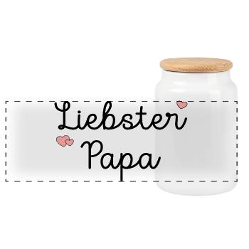 Gifts for Fathers Dearest Dad - Panoramic Cookie Jar with Wooden Lid - white - Front