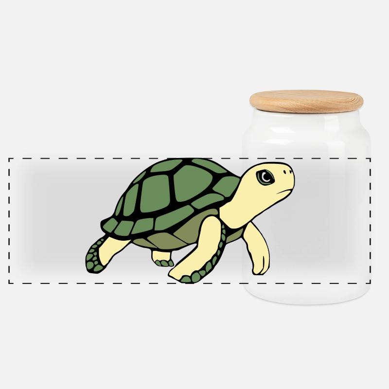 Schildkröten Schildkröten - Panorama Keksdose mit Holzdeckel - Weiß