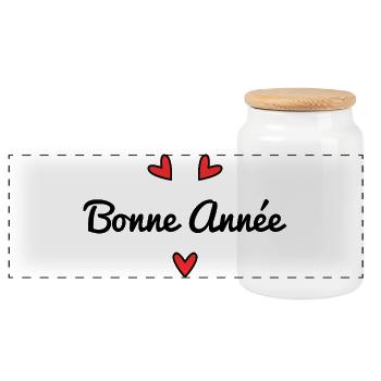 HAPPY NEW YEAR. NEW YEAR'S EVE. NEW YEAR - Panoramic Cookie Jar with Wooden Lid - white - Front