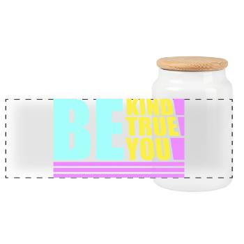 Be Kind Be True Be You Inspirational Self-Love - Panoramic Cookie Jar with Wooden Lid - white - Front