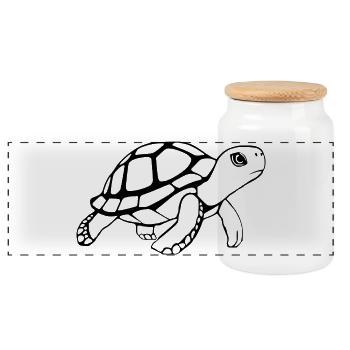Schildkröte schwarz Schildkröten T-shirt Geschenk - Panorama Keksdose mit Holzdeckel - Weiß - Vorne