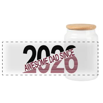 Awesome_dad_since_2026 - Panorama Keksdose mit Holzdeckel - Weiß - Vorne