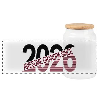 Awesome_grandpa_since_2026 - Panoramic Cookie Jar with Wooden Lid - white - Front