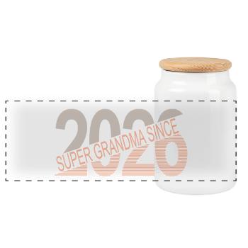 Super_grandma_since_2026 - Panoramic Cookie Jar with Wooden Lid - white - Front
