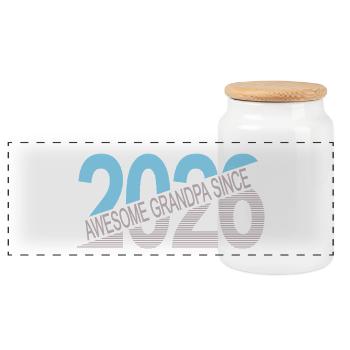 Awesome_grandpa_since_2026 - Boîte à biscuits avec couvercle en bois - blanc - Devant